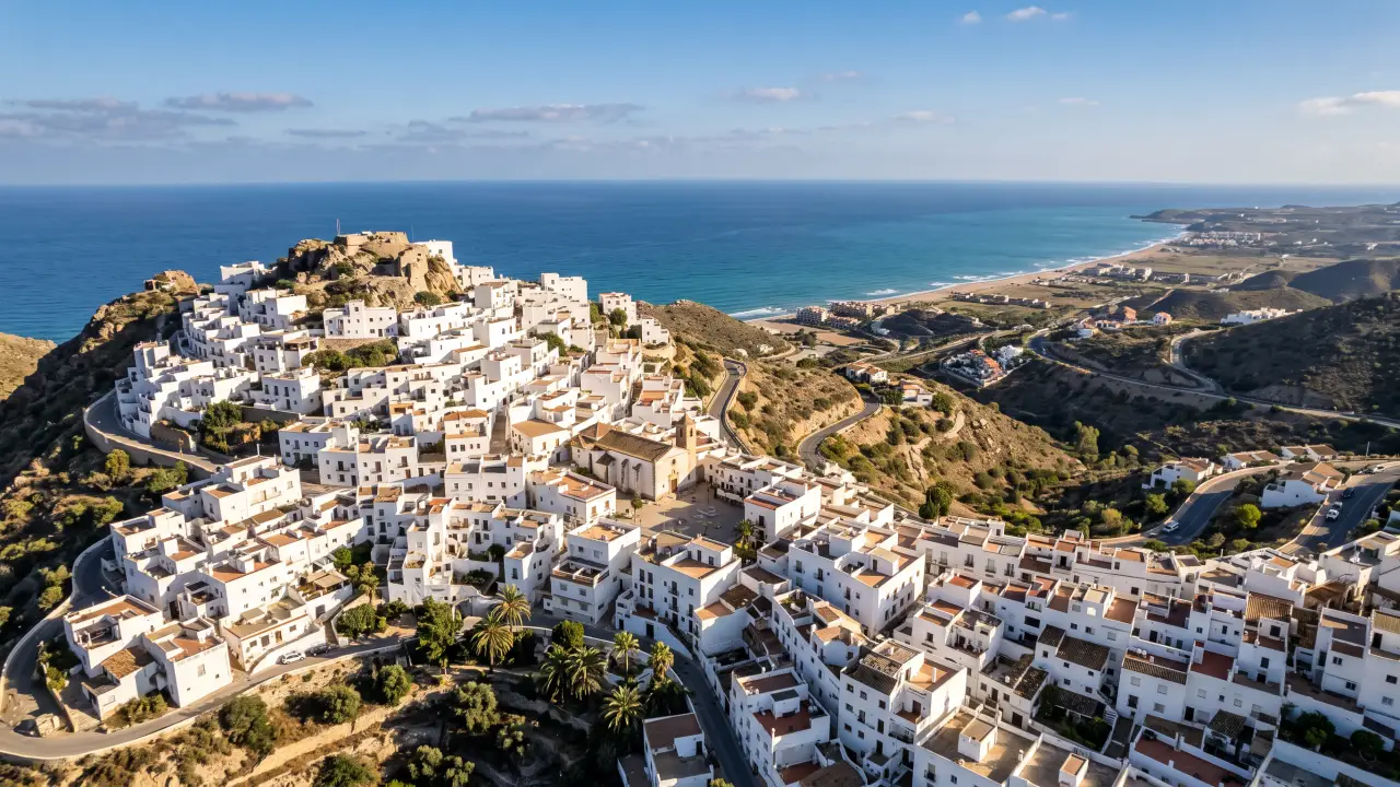 Aerial view of Mojacar on the Spanish coast