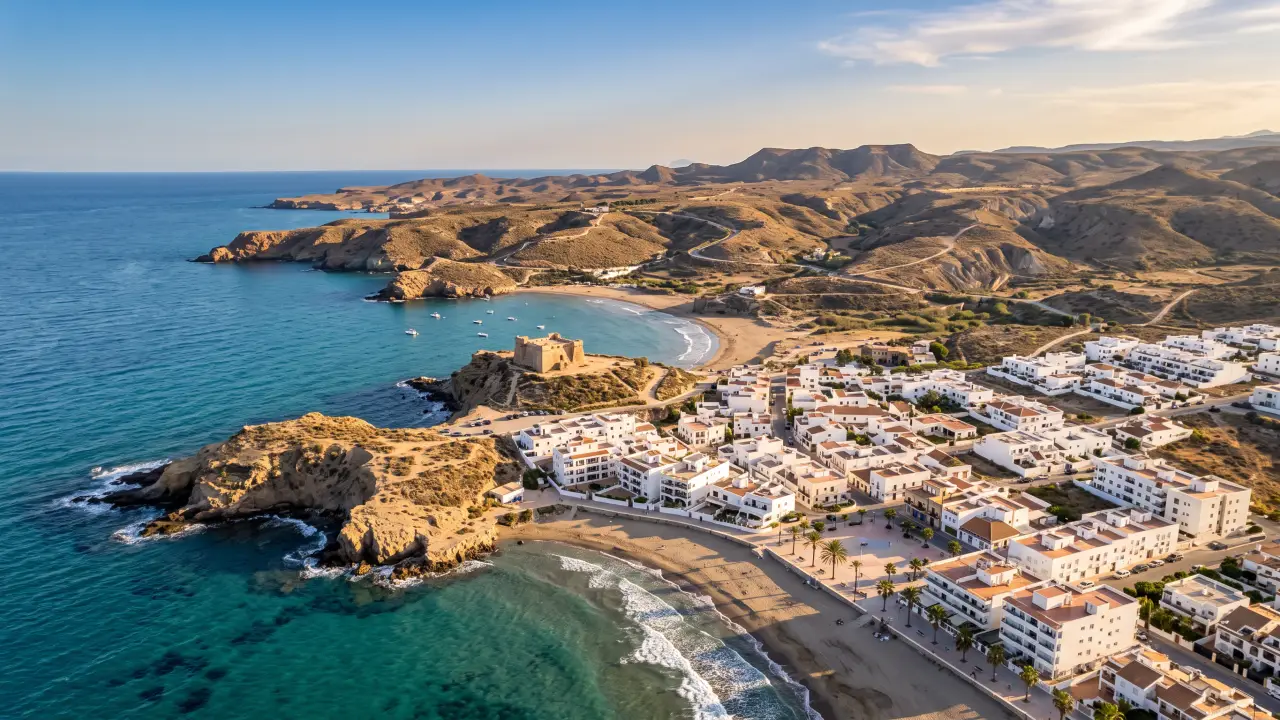 Luchtfoto van Pulpi aan de Spaanse kust