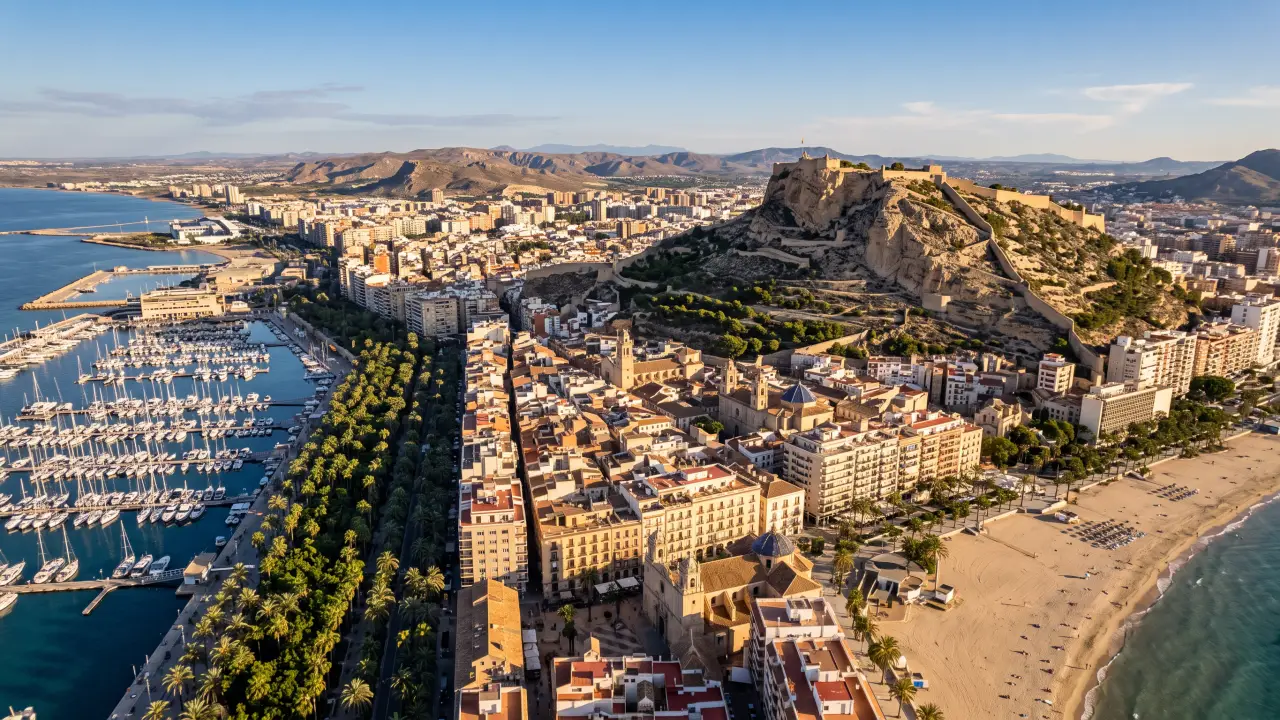 Aerial view of Alicante Alacant on the Spanish coast