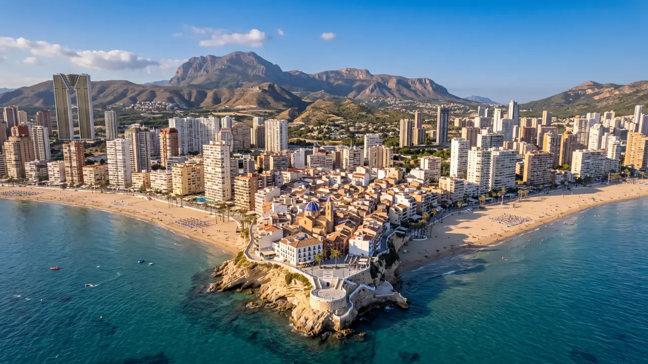 Vue aérienne de Benidorm sur la côte espagnole