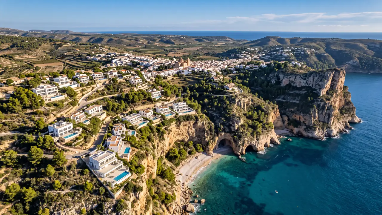 Vue aérienne de Benitachell sur la côte espagnole