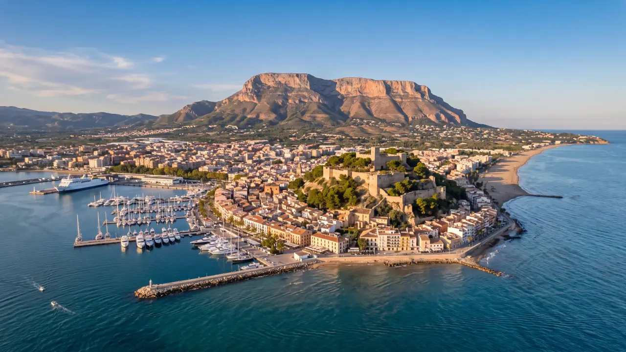 Aerial view of Denia on the Spanish coast