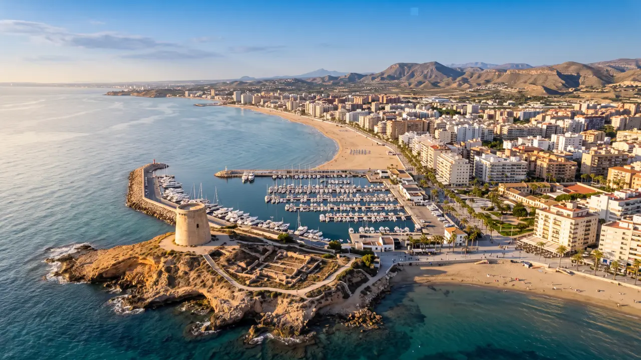 Aerial view of El Campello on the Spanish coast
