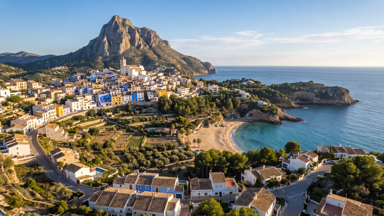Luchtfoto van Finestrat aan de Spaanse kust