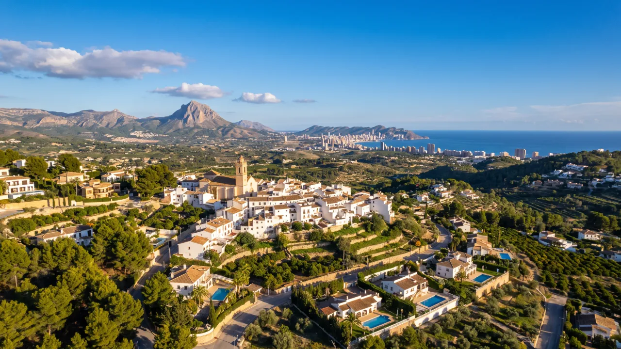 Aerial view of La Nucia on the Spanish coast