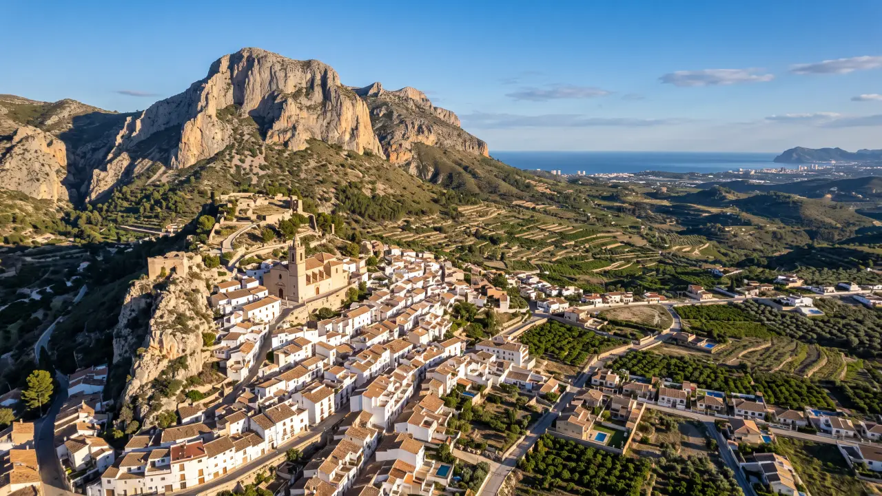 Vue aérienne de Polop sur la côte espagnole