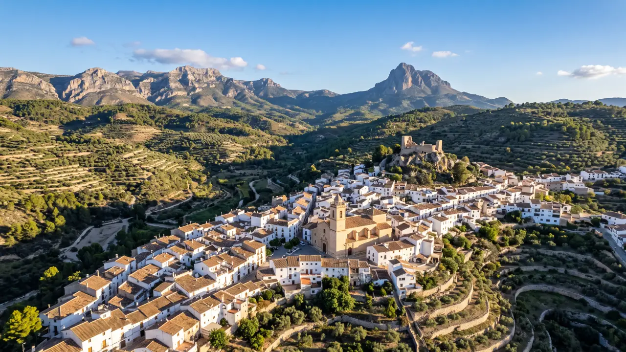 Vue aérienne de Relleu sur la côte espagnole