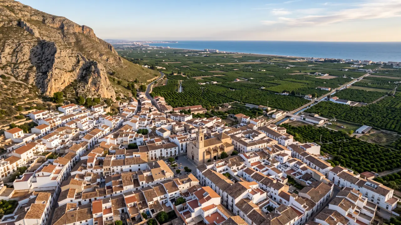 Aerial view of Xeresa on the Spanish coast