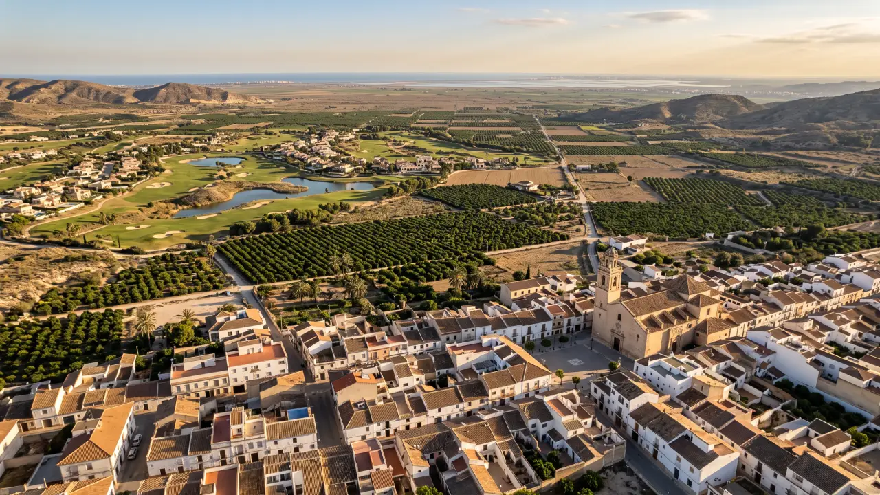 Luchtfoto van Algorfa aan de Spaanse kust
