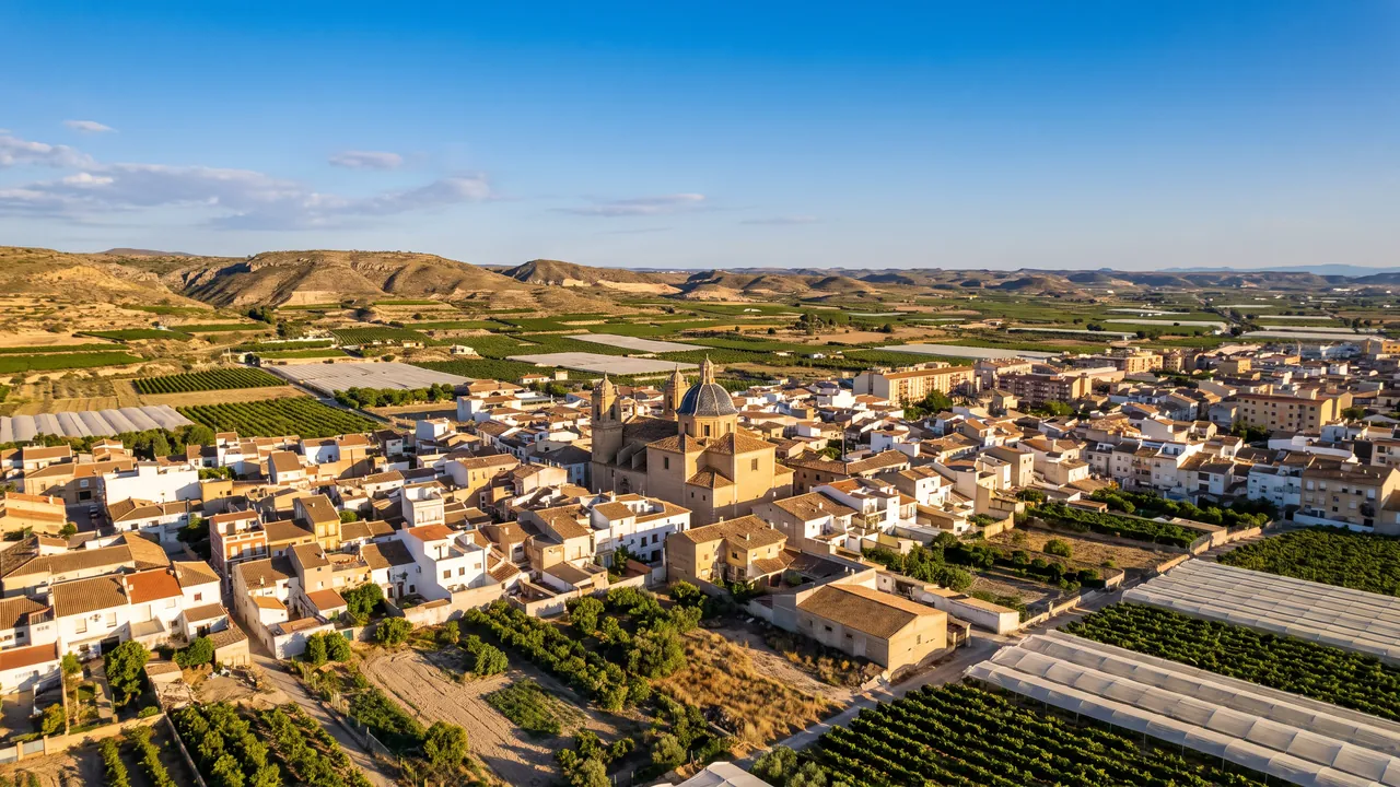 Aerial view of Aspe on the Spanish coast