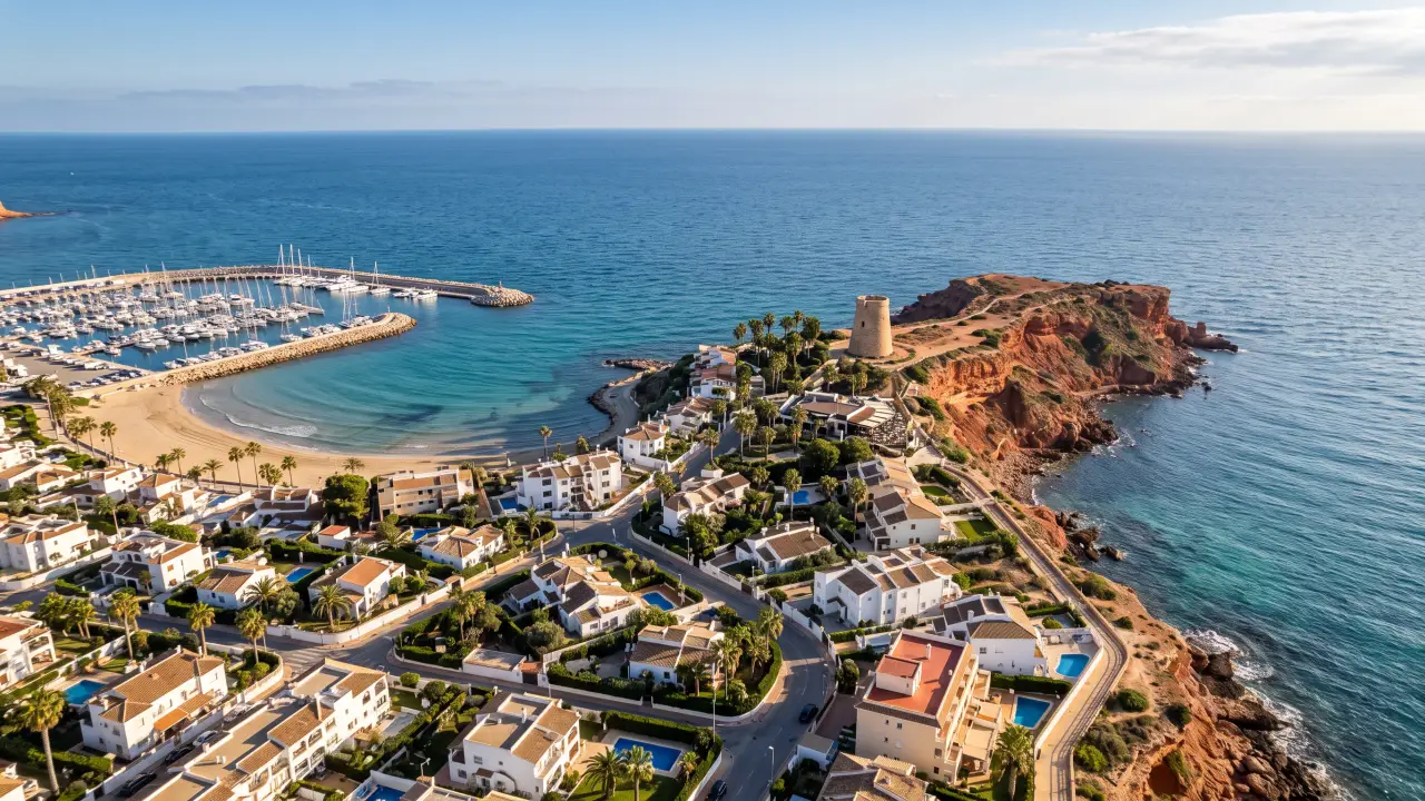 Aerial view of Cabo Roig on the Spanish coast