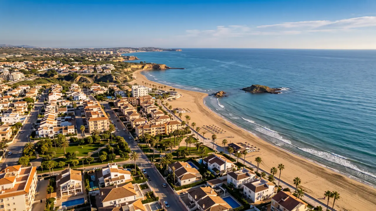 Aerial view of Mil Palmeras on the Spanish coast
