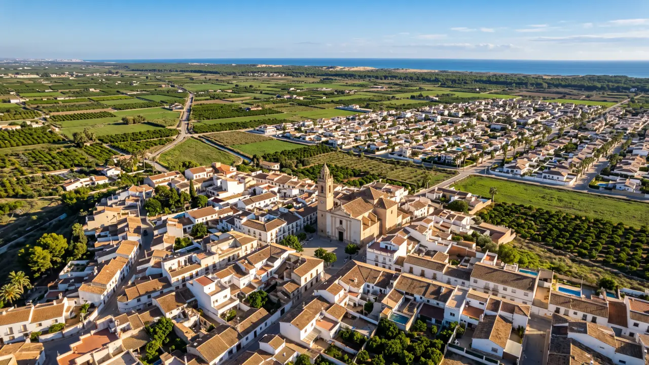 Aerial view of San Fulgencio on the Spanish coast