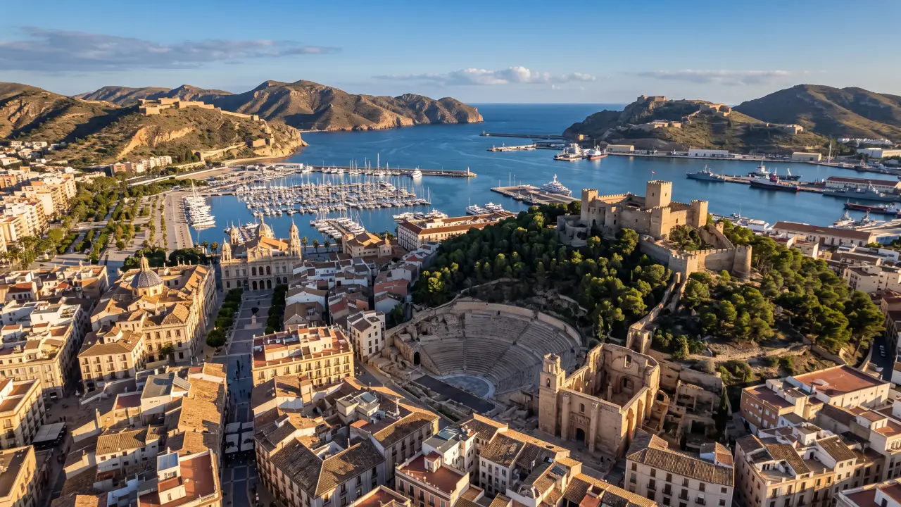 Luchtfoto van Cartagena aan de Spaanse kust