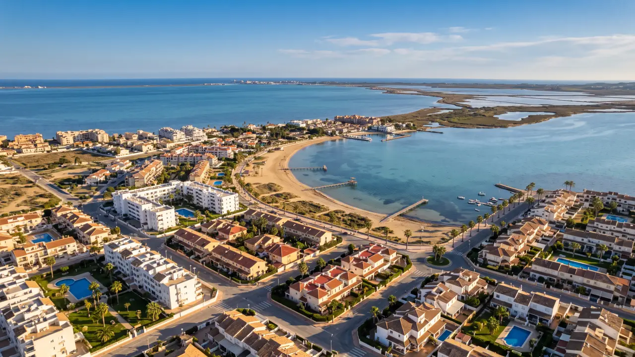 Luchtfoto van Playa Paraiso aan de Spaanse kust