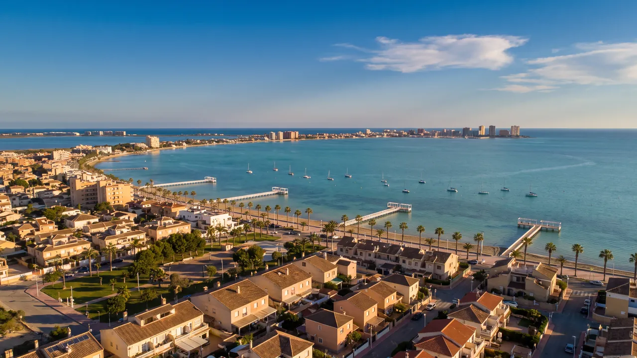 Aerial view of San Javier on the Spanish coast