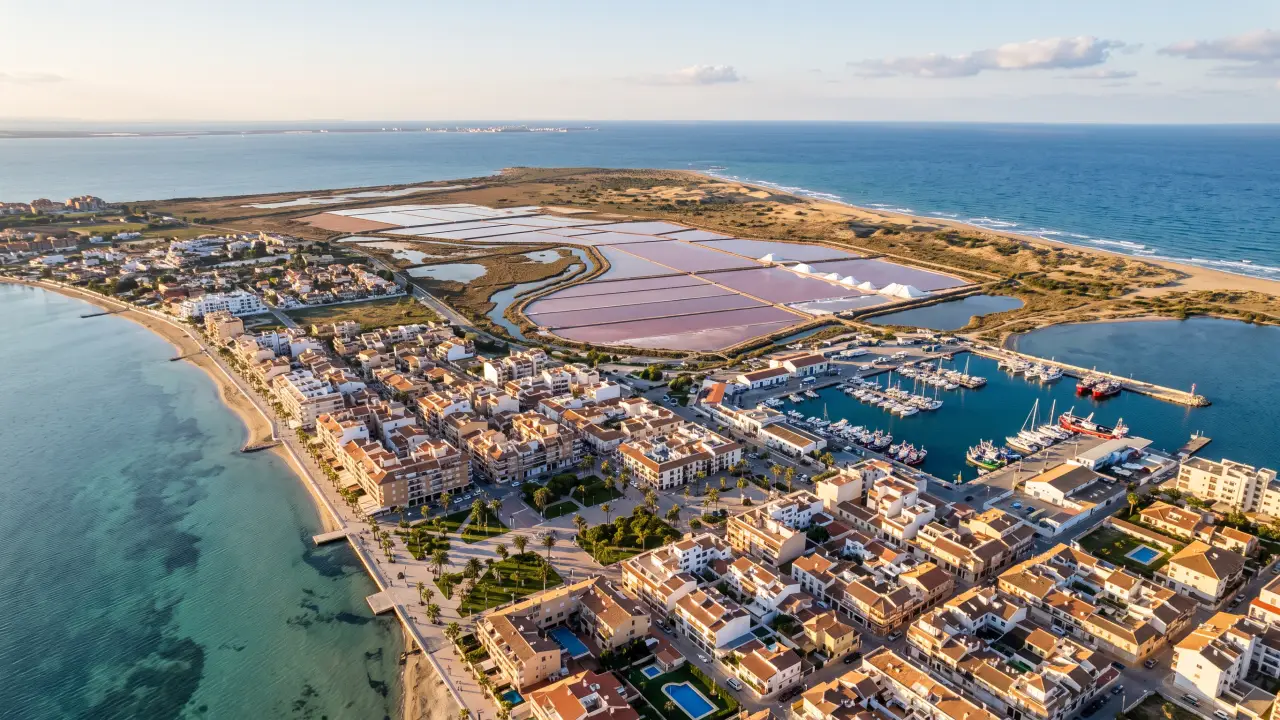 Vue aérienne de San Pedro Del Pinatar sur la côte espagnole