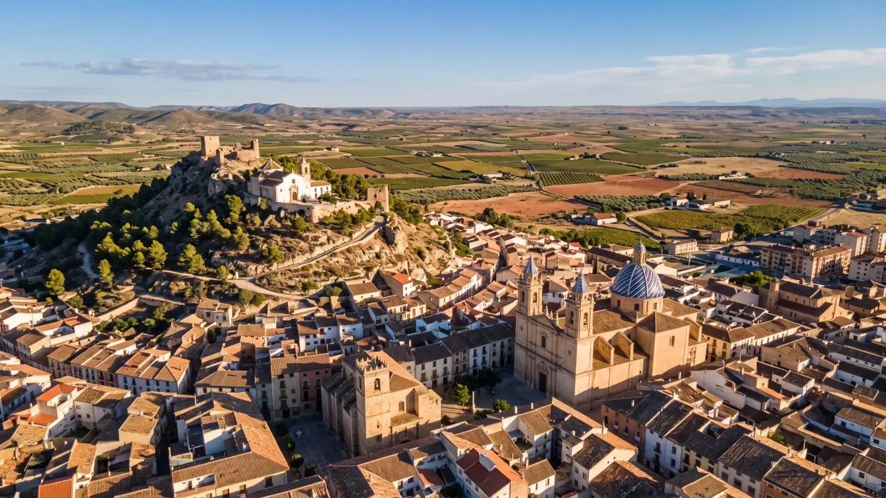 Luchtfoto van Yecla aan de Spaanse kust