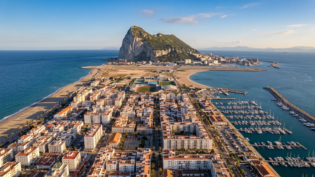 Luchtfoto van La Linea De La Concepcion aan de Spaanse kust