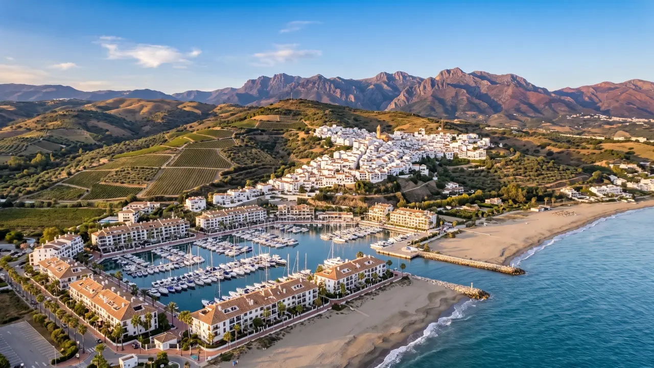 Aerial view of Manilva on the Spanish coast