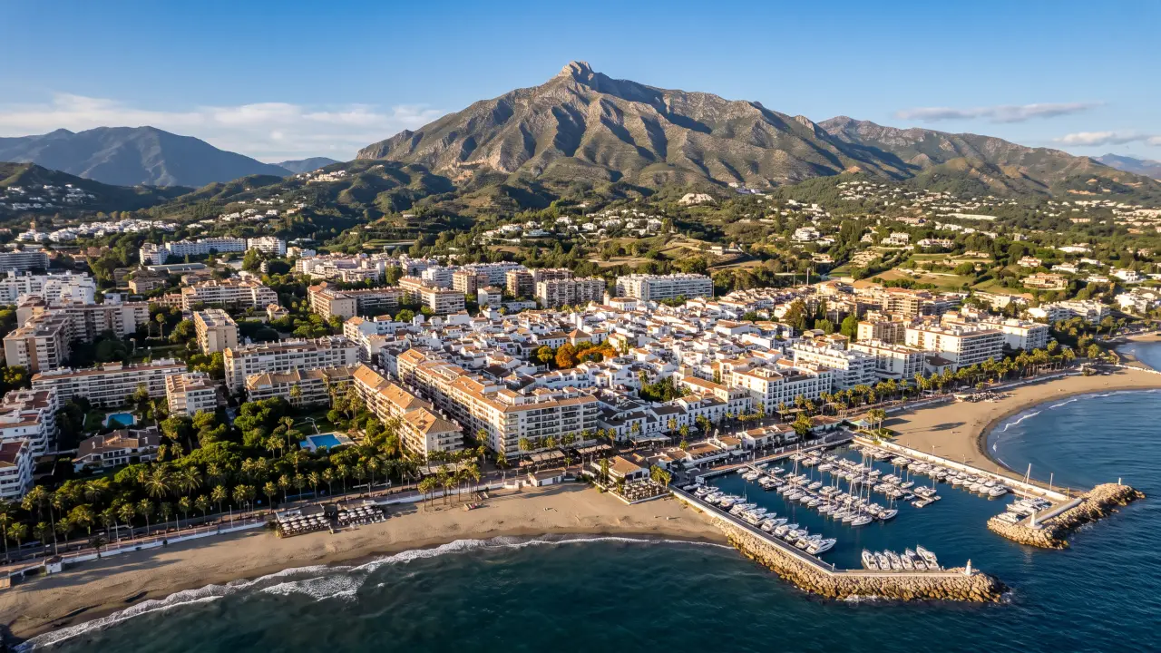 Aerial view of Marbella on the Spanish coast