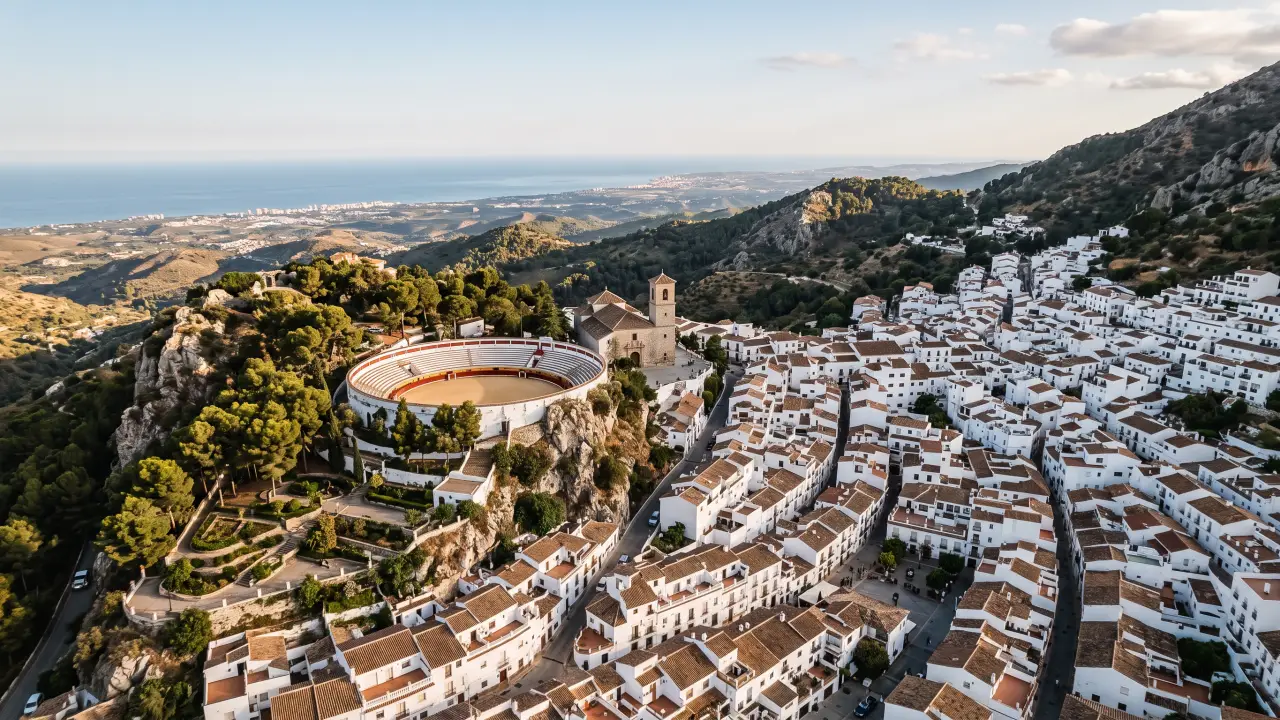 Aerial view of Mijas on the Spanish coast