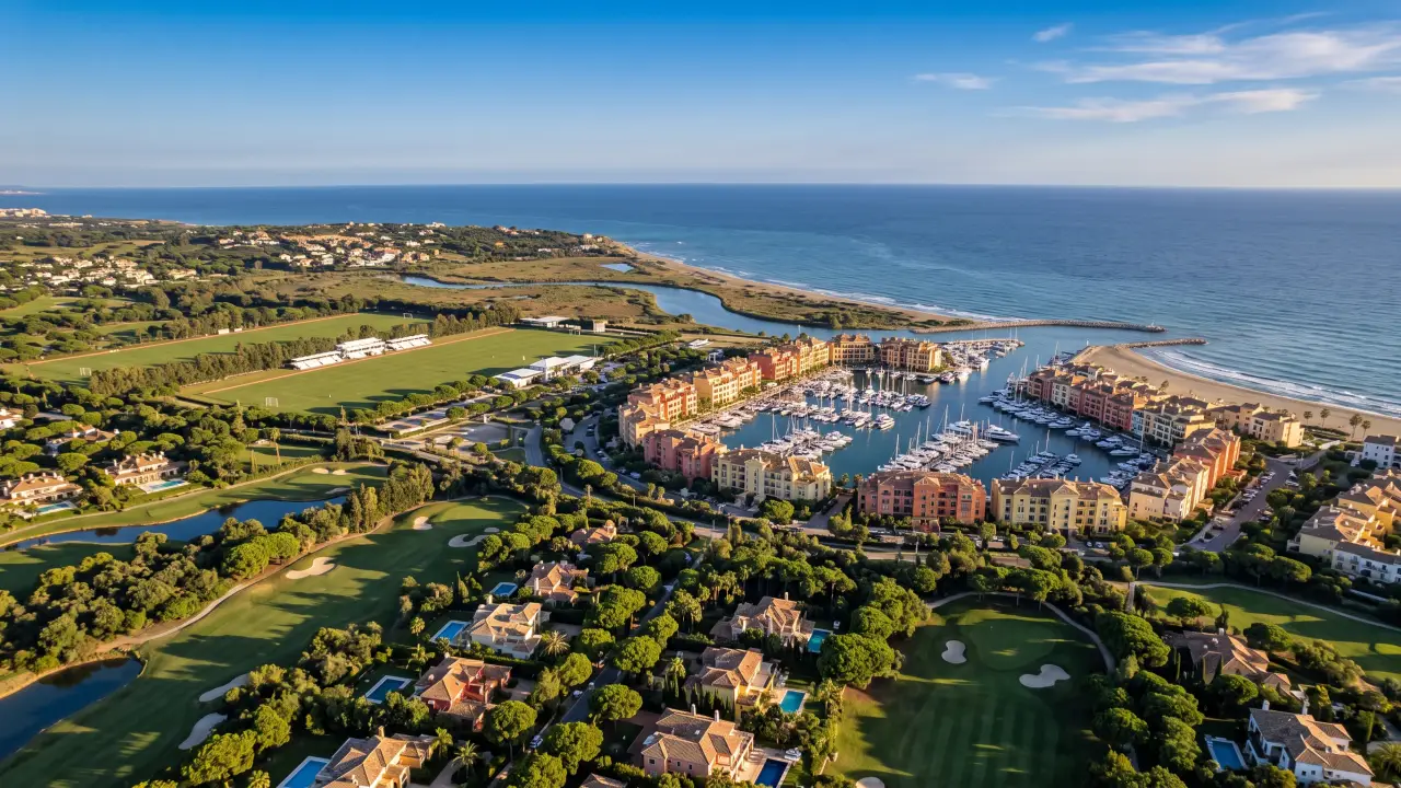 Aerial view of Sotogrande on the Spanish coast